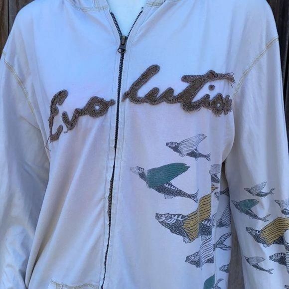 Evolution Lonesome George Galapagos Zippered Hoodie w Fish - Picture 3 of 8